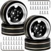 1.3 Beadlock Wheel Rim Aluminum Alloy Brass Negative Offset 1.3 Inches Wheel Hub Width 1.5cm OD 3.7cm Crawler Rims Fit for 1/18 1/24 TRX4M SCX24 FMS Ascent-18 RC Car Off Road Tire 4Pcs (Black) view 1