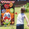 Carnival Toss Game Banner with 3 Bean Bags, Bean Bag Toss Game for Kids Adults Outdoor Carnival Party Games Supply, Circus Theme Birthday Party Decorations view 1