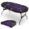 RAYKEEP 71" LED Poker Table - 8 Player Foldable Texas Hold'em Table with Built-in LED Lights, Padded Rails & 8 Cup Holders, Portable Casino Card Table for Home Game Room & Parties view 1