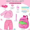 11 Pcs Reborn Baby Doll Clothes Girl Outfit Set for 17-20 Inch Reborn Doll Accessories with Pink Backpack Newborn Baby Clothes Set Gift view 2
