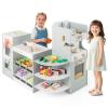 GLACER Grocery Store Pretend Play, Wooden Supermarket Playset with Vending Machine, Checkout Counter, Coffee Maker, Oven, Display Shelves & Play Food Accessories, Kids Play Store for Boys Girls view 1