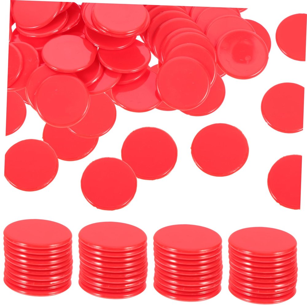 Abaodam 100pcs Bingo Counting Chips Professional Gambling Markers Solid Red for Math Games Easy to Carry and Reusable Game Supplies