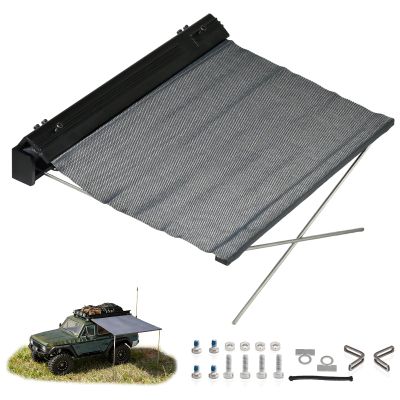 1/18 RC Car Simulated Side Tent Roof-Mounted Wear Resistant Awning Metal Practical Rain Shelter Tent Easy Installation DIY Upgrade Parts for Traxxas TRX4M RC Crawler Truck Buggy FittingsBlack