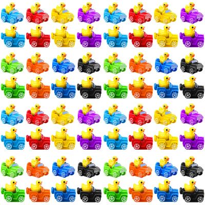 VioraWhite 80 Pcs Mini Duck with Car 8 Color Figurine Funny Yellow Ducks Driving Micro Garden Landscape Cake Decoration Potted Plants DIY Craft Charms for Party Gift