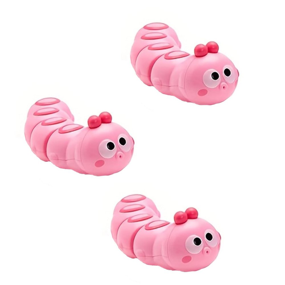 WOBOX 3Pcs Pink Wind-Up Caterpillar Toy - Mechanical Crawling Insect, Educational STEM Kids Toys for Toddlers, Safe Non-Toxic Baby Gift for Birthday Party (Pink 3Pcs)