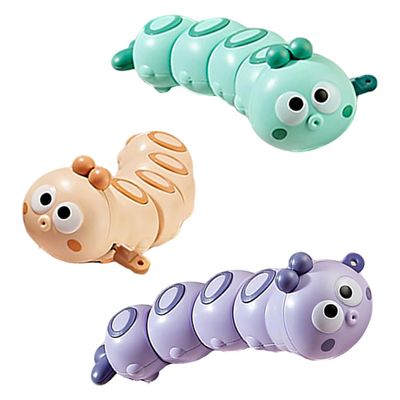 WOBOX Wind-Up Caterpillar Toy - Mechanical Crawling Insect, Educational STEM Kids Toys for Toddlers, Safe Non-Toxic Baby Gift for Birthday Party (Green+Purple+Brown)