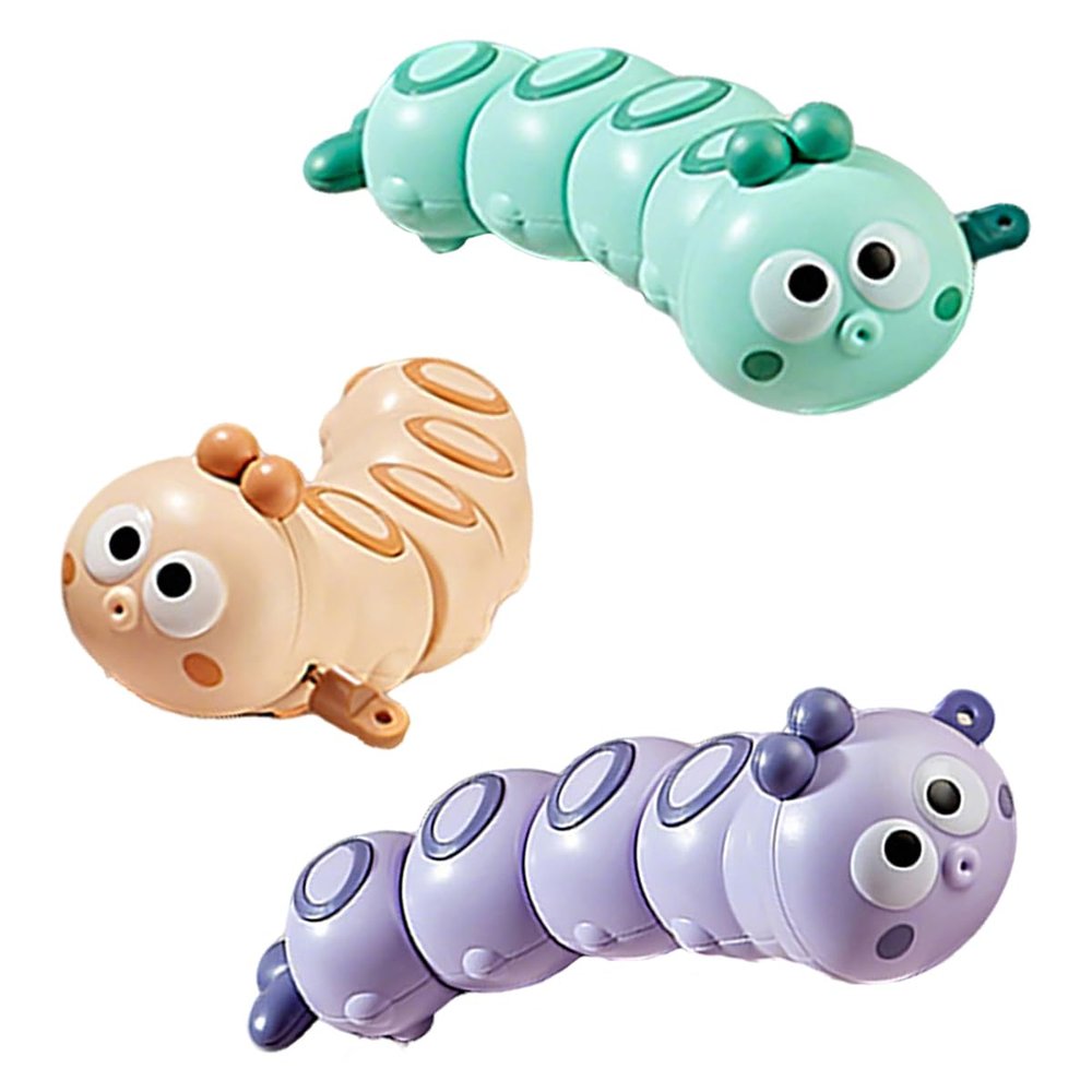 WOBOX Wind-Up Caterpillar Toy - Mechanical Crawling Insect, Educational STEM Kids Toys for Toddlers, Safe Non-Toxic Baby Gift for Birthday Party (Green+Purple+Brown)