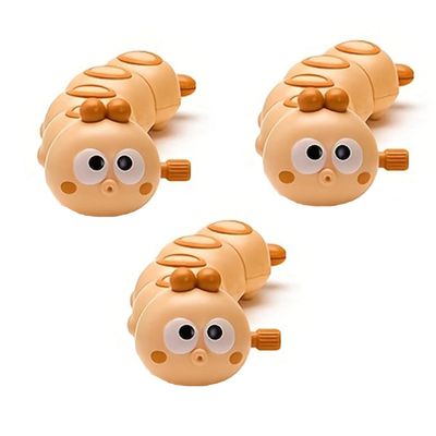 WOBOX 3Pcs Brown Wind-Up Caterpillar Toy - Mechanical Crawling Insect, Educational STEM Kids Toys for Toddlers, Safe Non-Toxic Baby Gift for Birthday Party (Brown 3Pcs)
