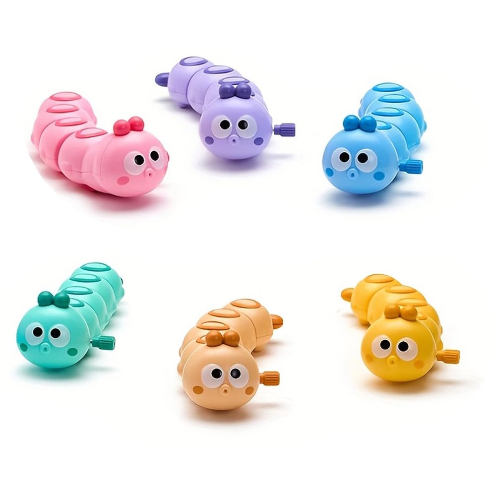 WOBOX 6Pcs Multicolor Wind-Up Caterpillar Toy - Mechanical Crawling Insect, Educational STEM Kids Toys for Toddlers, Safe Non-Toxic Baby Gift for Birthday Party (Multicolor 6Pcs)
