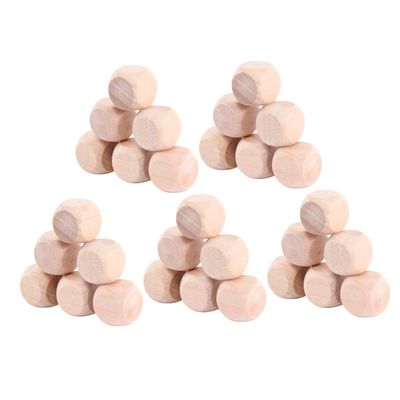 Veemoon 100pcs Wooden Dice Blocks DIY Puzzle Building Cubes Ludo Board Game Blank Dice for Craft