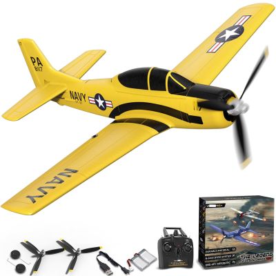HTLNUZD RC Plane T28 Trojan 2.4G 4CH EPP Foam RC Warbird Fighter | Xpilot Self-Righting & One-Key Aerobatics | Easy-Fly RC Airplane for Beginners & Hobbyists