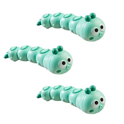 WOBOX Wind-Up Caterpillar Toy - Mechanical Crawling Insect, Educational STEM Kids Toys for Toddlers, Safe Non-Toxic Baby Gift for Birthday Party (Green 3Pcs)