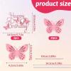 13 PCS Pink Butterfly Cake Decorations, Pink Glitter Butterfly Cake Toppers, 3D Mariposas Para Decorar Pasteles Birthday Cake Decorations for Women and Girls Party Wedding Cakes Cupcake Decor view 2