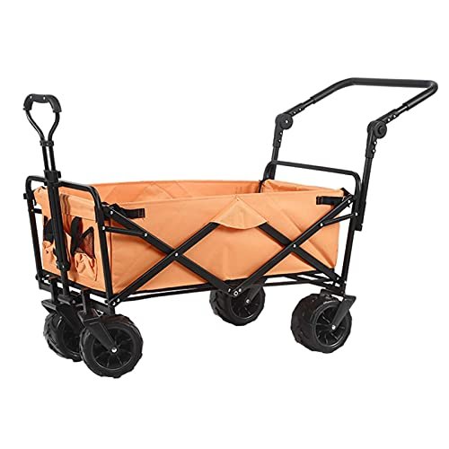Collapsible Wagon Cart with Wheels Foldable Folding Wagons Carts Silent Universal Wheels,Folding Wagon Outdoor Folding Utility Wagon Outdoor Utility Wagon Beach Cart with Push Handle Heavy D