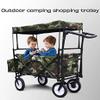Collapsible Wagon Cart with Wheels Foldable Folding Wagons Carts Silent Universal Wheels,Folding Wagon Outdoor Push Pull Folding Wagon Stroller Cart for Kids | Foldable Canopy w/Sun & Rain S view 4