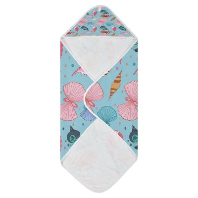WELLDAY Colorful Seashells Hooded Baby Bath Towels, Cotton Soft Hooded Towel for Babies - Absorbent Baby Bath Towels 35x35 Inch