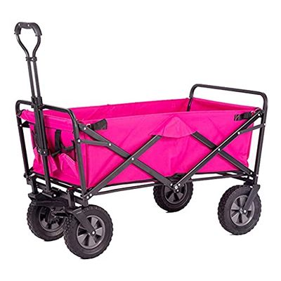 Collapsible Wagon Cart with Wheels Foldable Folding Wagons Carts Silent Universal Wheels,Folding Wagon Outdoor Folding Utility Wagon 4 Wheeled Folding Camping Cart, Utility Garden Trolley, P