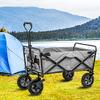 Collapsible Wagon Cart with Wheels Foldable Folding Wagons Carts Silent Universal Wheels,Folding Wagon Outdoor Folding Utility Wagon 4 Wheeled Folding Camping Cart, Utility Garden Trolley, P view 2