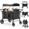 Stroller Wagon for 4 Kids, Wagon Stroller 4 Seater Featuring Dual Push Handles, Adjustable Canopy, 5-Point Harnesses and High Seat, All Terrain Foldable Quad Wagon for Kids Outdoor, Black view 1