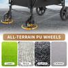 Stroller Wagon for 4 Kids, Wagon Stroller 4 Seater Featuring Dual Push Handles, Adjustable Canopy, 5-Point Harnesses and High Seat, All Terrain Foldable Quad Wagon for Kids Outdoor, Black view 4