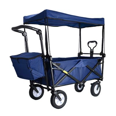 Collapsible Wagon Cart with Wheels Foldable Folding Wagons Carts Silent Universal Wheels,Folding Garden Trolley Cart with Canopy Heavy Duty Wagon Children's Lage Cart Portable Shopping Cart