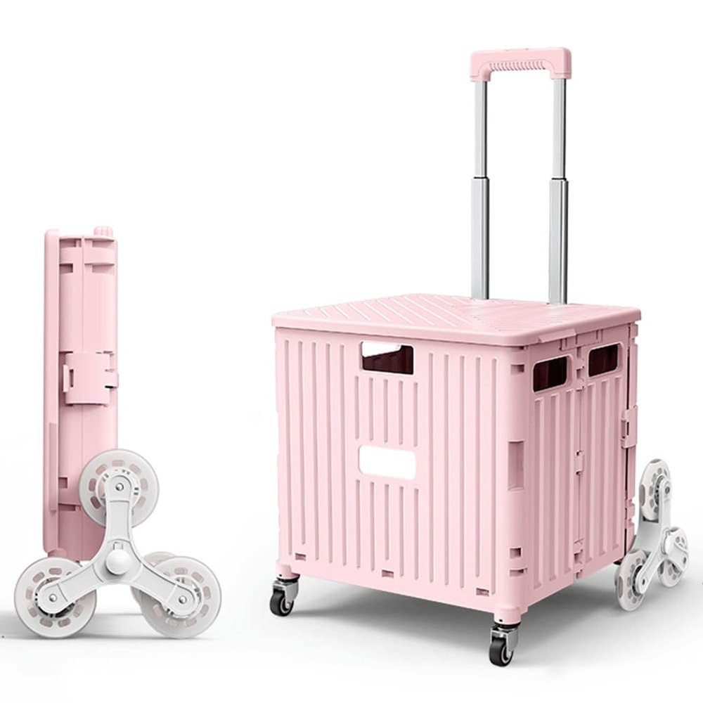 Collapsible Wagon Cart with Wheels Foldable Folding Wagons Carts Silent Universal Wheels,Foldable Shopping Cart Festival Camping Essentials - Festival Cart Trolley, Folding Camping Trolley w