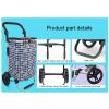 Collapsible Wagon Cart with Wheels Foldable Folding Wagons Carts Silent Universal Wheels,Shopping Cart 45L Shopping Trolley with Fabric Bag and Foldable Grocery Utility Climb Stair Cart for view 3
