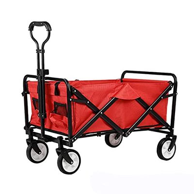 Collapsible Wagon Cart with Wheels Foldable Folding Wagons Carts Silent Universal Wheels,Folding Wagon Garden Cart Outdoor Utility Wagon Garden Trolley Carts Folding Garden Beach Shopping Ca