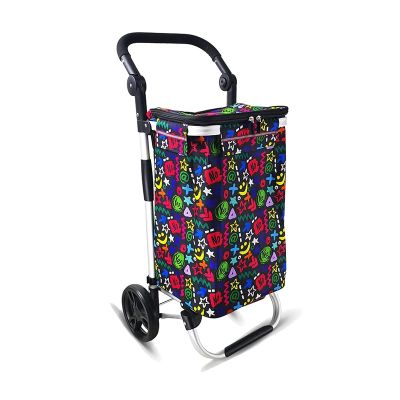 Collapsible Wagon Cart with Wheels Foldable Folding Wagons Carts Silent Universal Wheels,Shopping Cart 45L Shopping Trolley with Fabric Bag and Foldable Grocery Utility Climb Stair Cart for