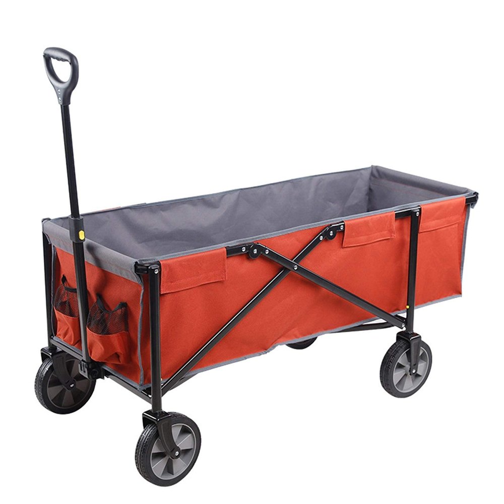 Collapsible Wagon Cart with Wheels Foldable Folding Wagons Carts Silent Universal Wheels,Garden Cart Four-Wheeled Trolley Folding Portable Grocery Shopping Cart Camping Car Camping Trailer O