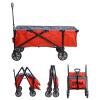Collapsible Wagon Cart with Wheels Foldable Folding Wagons Carts Silent Universal Wheels,Garden Cart Four-Wheeled Trolley Folding Portable Grocery Shopping Cart Camping Car Camping Trailer O view 2