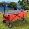 Collapsible Wagon Cart with Wheels Foldable Folding Wagons Carts Silent Universal Wheels,Garden Cart Four-Wheeled Trolley Folding Portable Grocery Shopping Cart Camping Car Camping Trailer O view 3