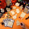 GlikCeil 12 Set Halloween Crafts for Kids DIY Wooden Slices Cutouts Painting Kits Halloween Party Favors Gifts Ghost Pumpkin Witch Black Cat Treat Goodie Bag Stuffers view 2