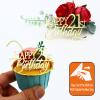 12 Pieces Happy Birthday 21st 30th 40th 50th 60th 70th Gold Mirror Acrylic Cupcake Topper Birthday Cake Decorations Party Supplie (21st) view 3
