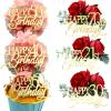 12 Pieces Happy Birthday 21st 30th 40th 50th 60th 70th Gold Mirror Acrylic Cupcake Topper Birthday Cake Decorations Party Supplie (Combination) view 2