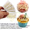 12 Pieces Happy Birthday 21st 30th 40th 50th 60th 70th Gold Mirror Acrylic Cupcake Topper Birthday Cake Decorations Party Supplie (Combination) view 4