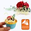 12 Pieces Happy Birthday 21st 30th 40th 50th 60th 70th Gold Mirror Acrylic Cupcake Topper Birthday Cake Decorations Party Supplie (30th) view 3
