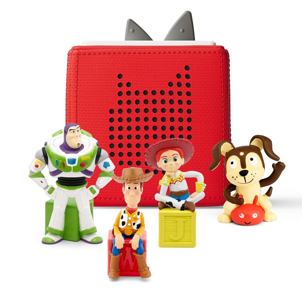 Toniebox 1 Audio Player Bundle with Woody, Buzz, Jessie, and Playtime Puppy - Red [Discontinued]