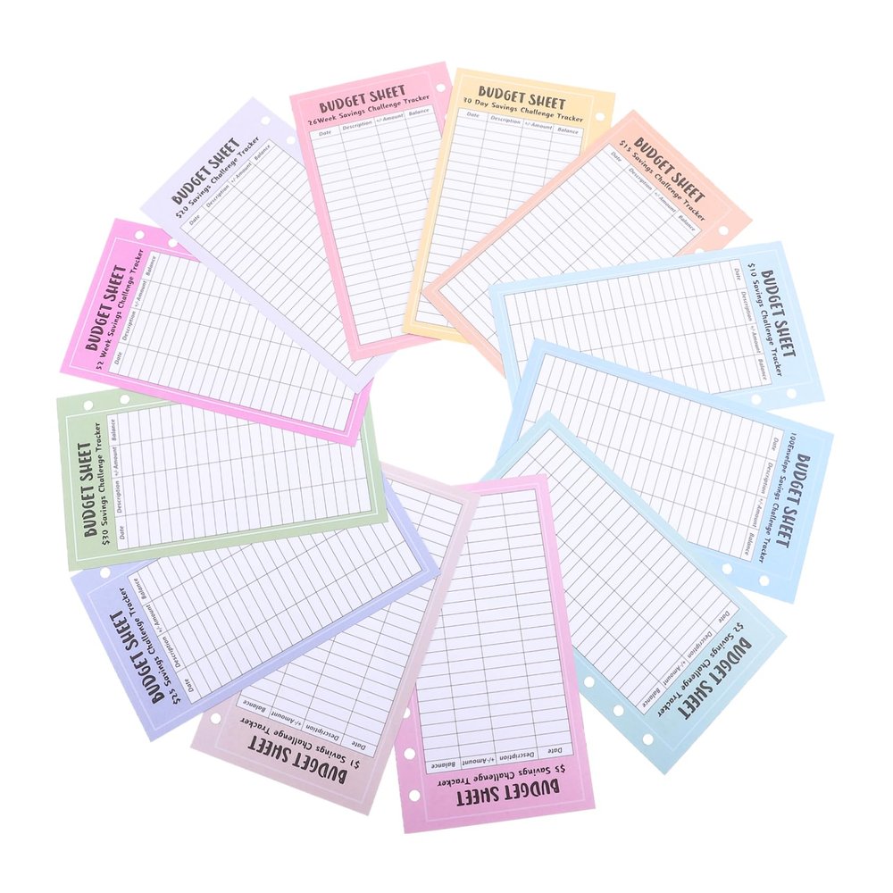 DOITOOL 48sheets Ring Savings Challenge Sheets Binder Budget Sheets for Money Saving