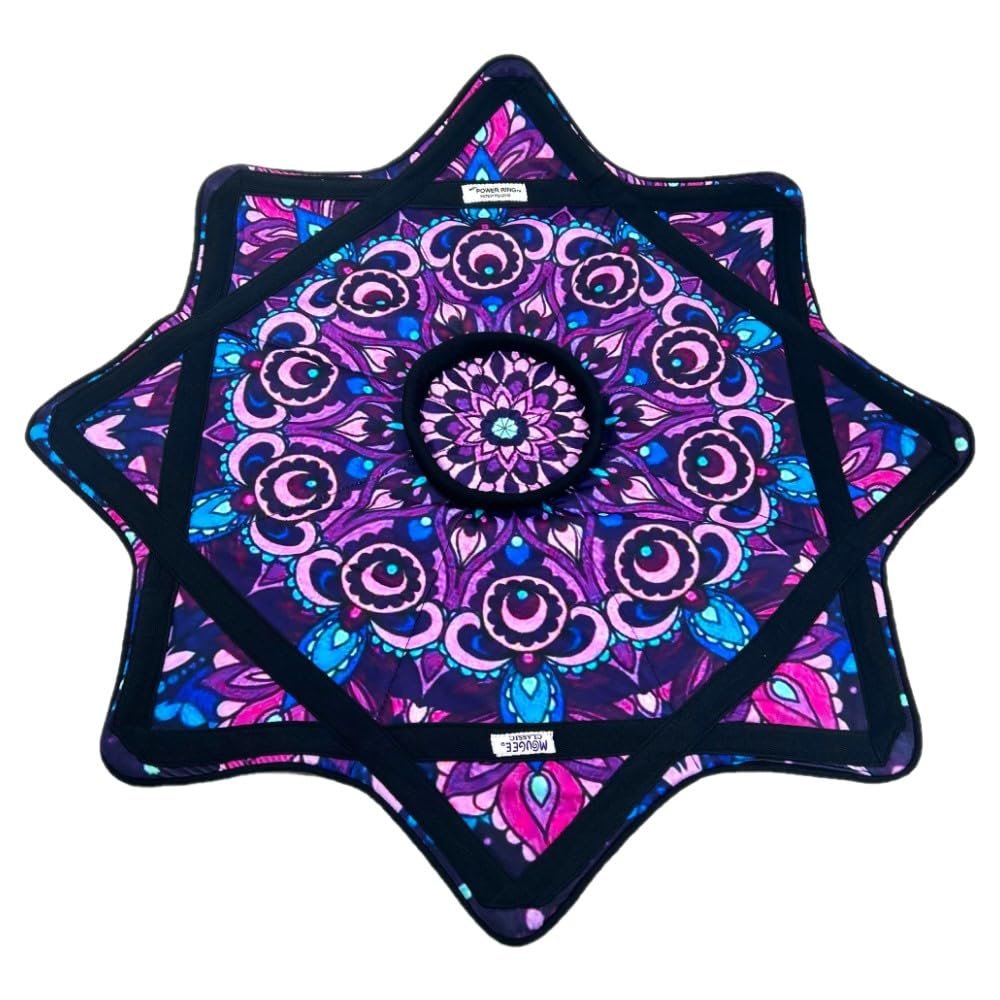 Mougee - Classic Flow Star - for Beginners & Advanced - Fun & Challenging Flow Toy - Vibrant Colors & Patterns - 27 Diameter - 15 Ounce Weight (Flower Power with Power Ring)