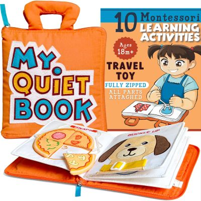 My Quiet Book - Toddler Travel Essential, Car Airplane Activity Book, Montessori Busy Board, Plane Toys for Toddlers 1-3, Gifts for 1 2 3 4 Year Old Girl, Birthday Gifts Toys Age 2-5