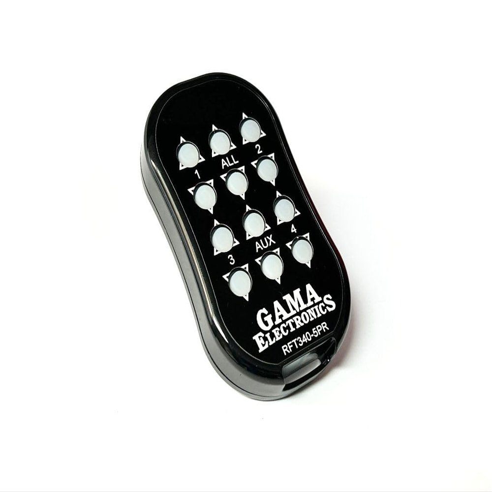 Waterproof 12-Button Transmitter for use with GAMA Electronics RF340-5PR-ASL