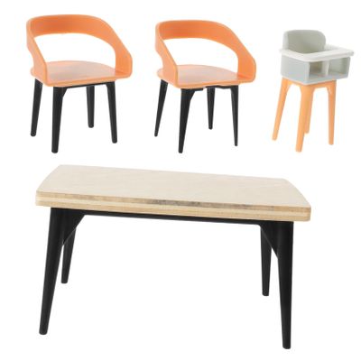 Abaodam 1 Set Simulated Furniture Doll House Furniture Table Chairs Dining Chair Mini Furniture Models Mini Furniture Item Playhouse Furniture Miniature Chairs Tiny Furniture Wood