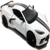 2020 C8 Stingray White with Gray Stripes 1/24 Diecast Model Car by Motormax 79360white view 1