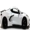 2020 C8 Stingray White with Gray Stripes 1/24 Diecast Model Car by Motormax 79360white view 2