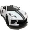 2020 C8 Stingray White with Gray Stripes 1/24 Diecast Model Car by Motormax 79360white view 3