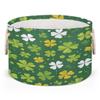 Large Collapsible Blanket Storage Basket for Gifts Empty, St. Patrick's Day Four Leaf Clover Round Fabric Laundry Hamper Basket, Baby Dog Toy Bins with Handle, Closet Organizer for Living Room(C-413) view 1