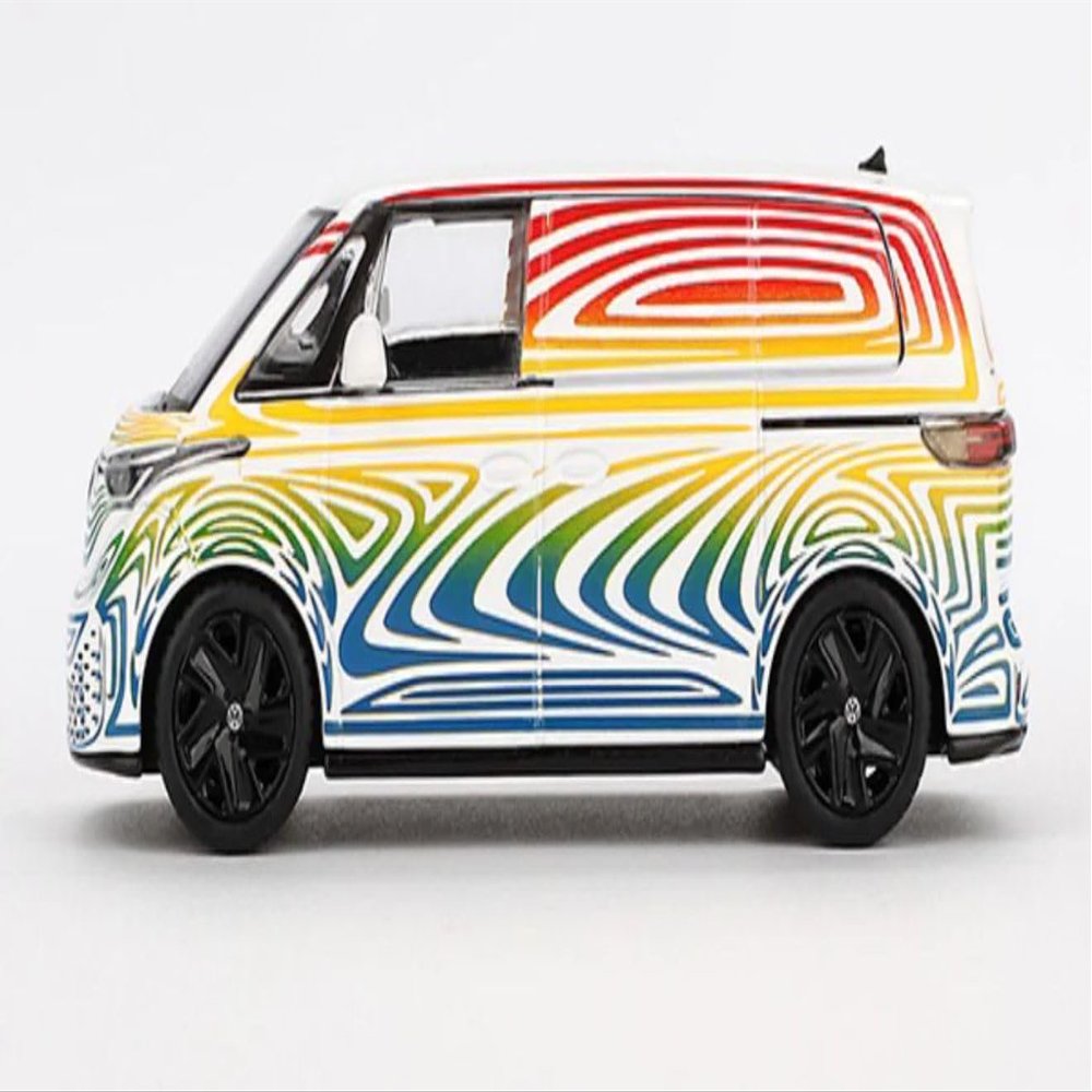 1:64 Scale Diecast Model Car Compatible with Mini GT VW Volkswagen ID. Buzz Prototype Rainbow Limited Edition MGT00899