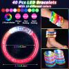 120 Pcs Glow in the Dark Party Supplies with Light up Glasses LED Bracelets 10 Neon Colors Glow Stick Bracelet Flashing Glasses for Kids Adult Rave Birthday Wedding Halloween Christmas Party Toys Favors view 3