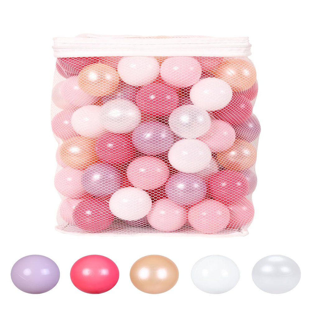 GOGOSO Ball Pit Balls for Toddlers Dogs Baby, 2.2 Inch Pastel Play Ball Toys Kid Ballpit, Bounse House, Birthday, Tent, Party,100 pcs, Pink Gold